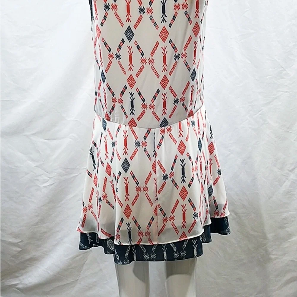 EUC CHARLES HENRY Mock Wrap Ivory Aztec Tank Dress Size 4